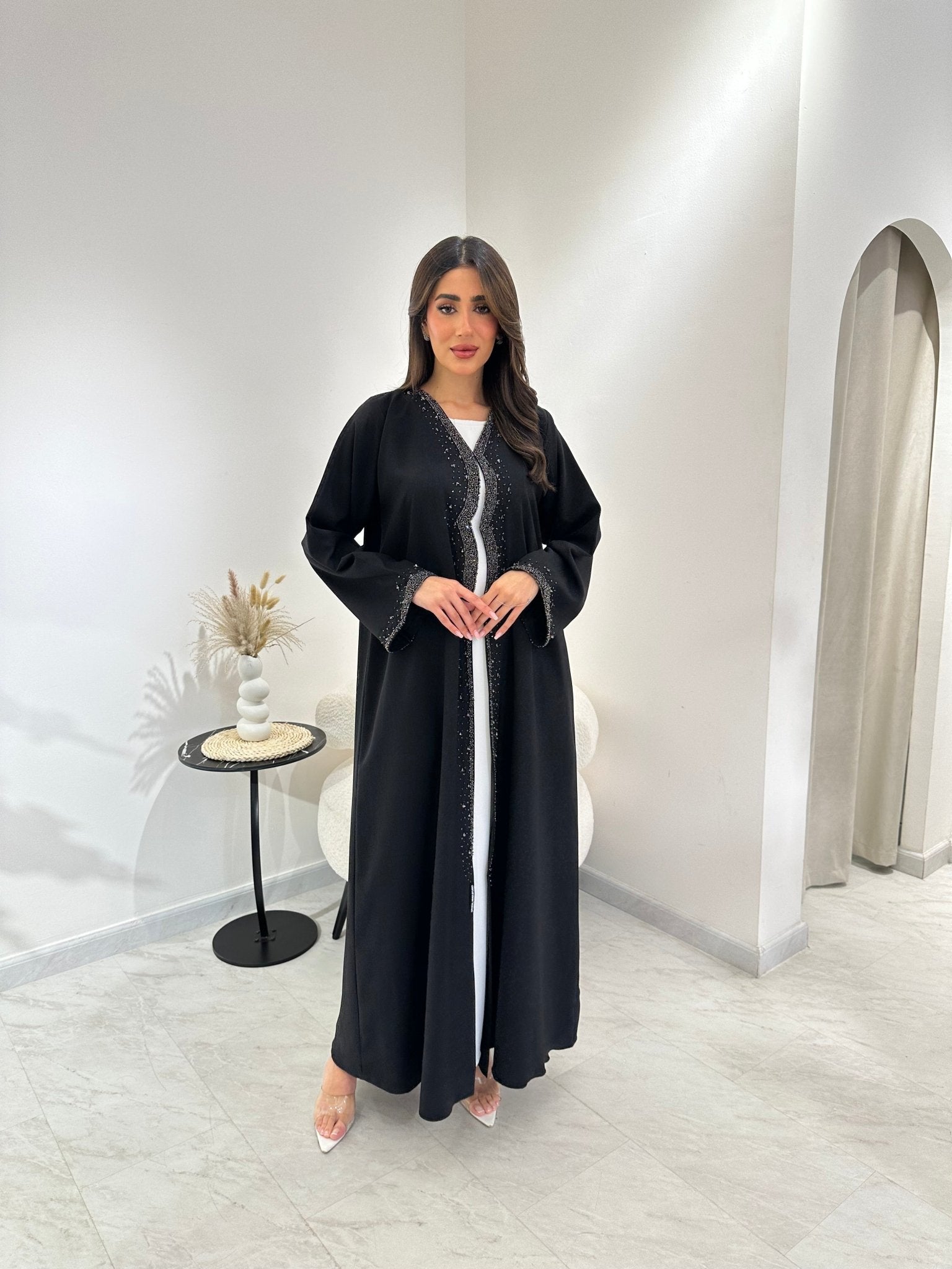 C 1011 Black Beaded Abaya