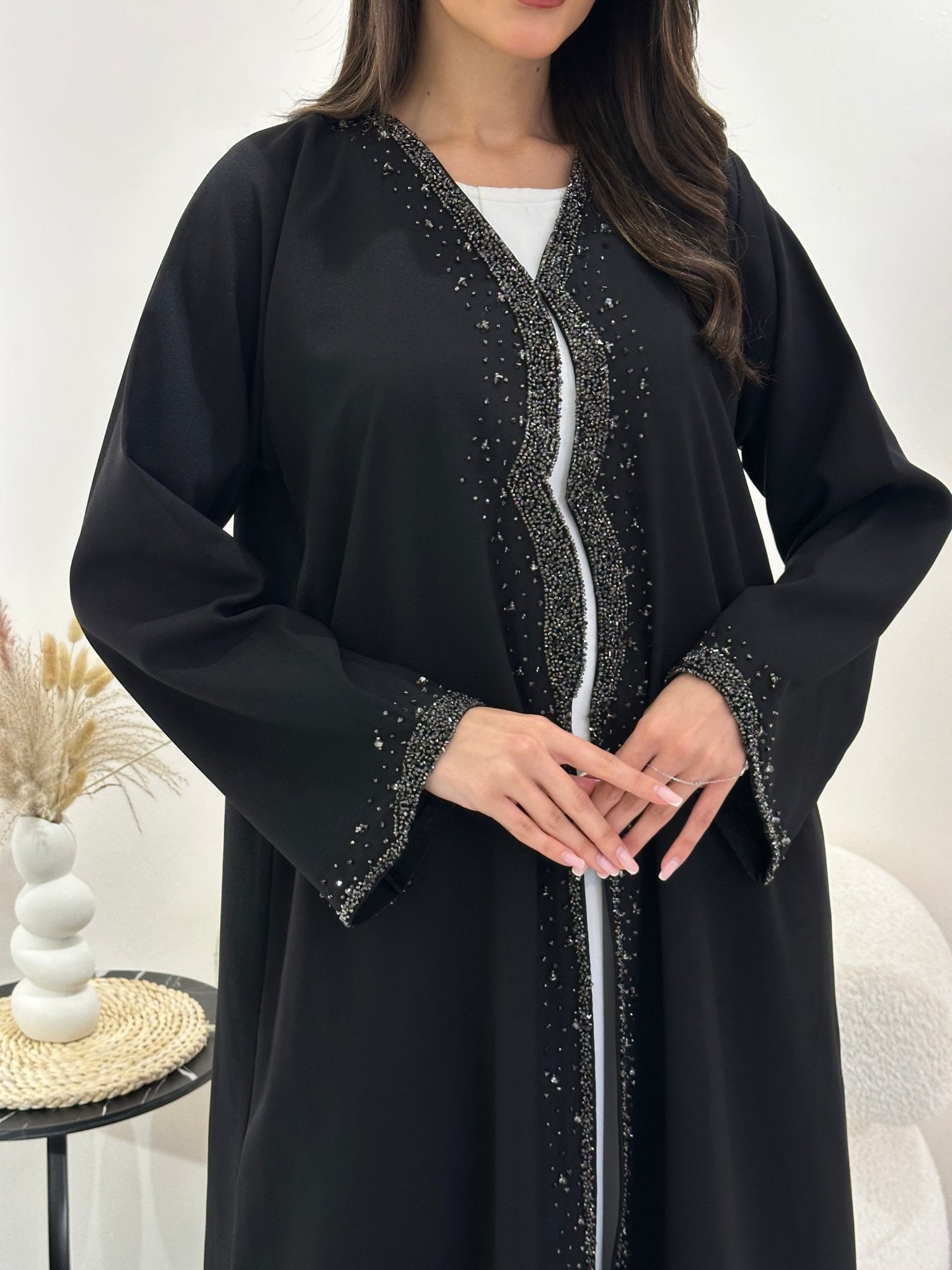 C 1011 Black Beaded Abaya