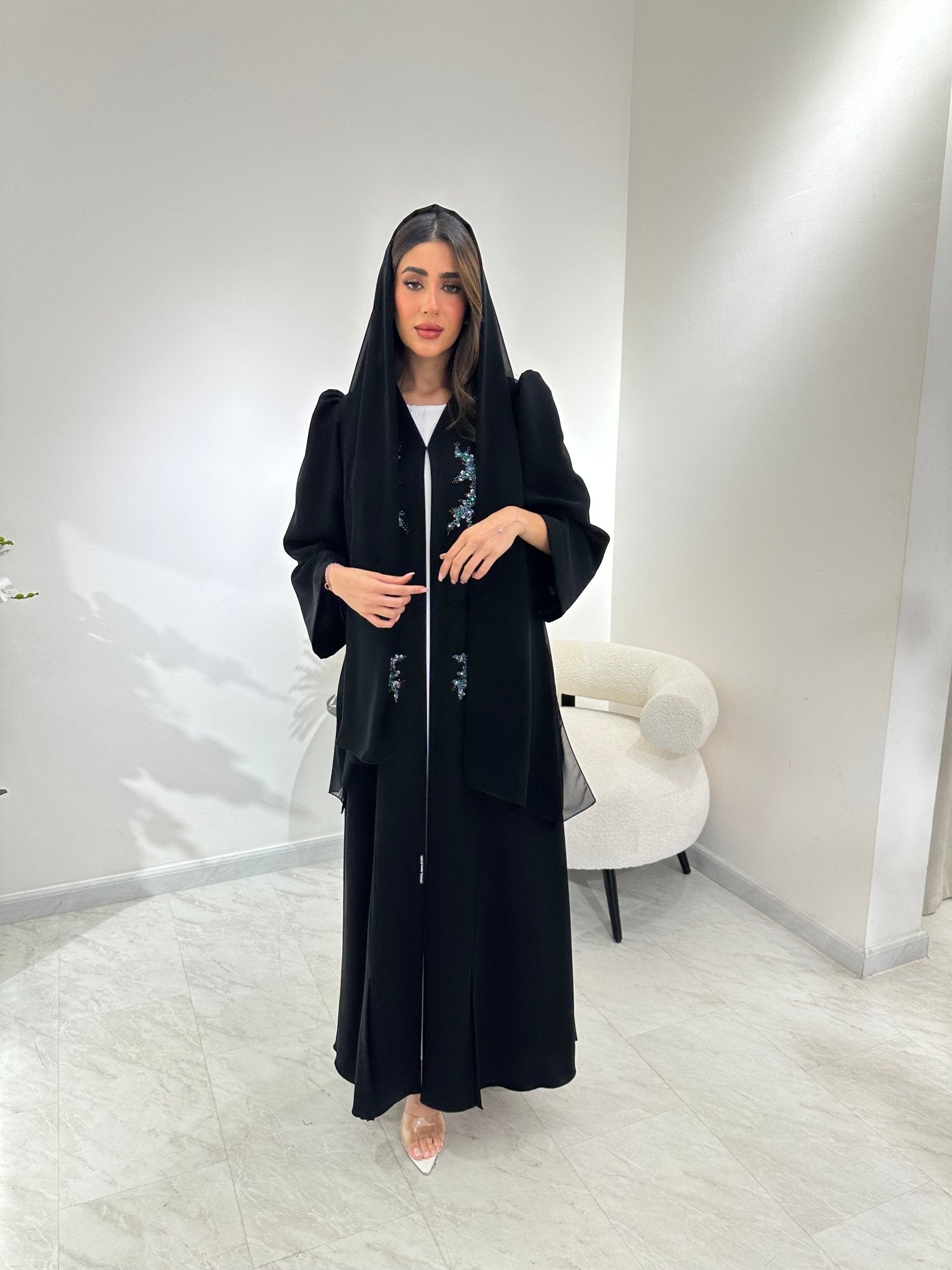 C 1015 Black Beaded Abaya