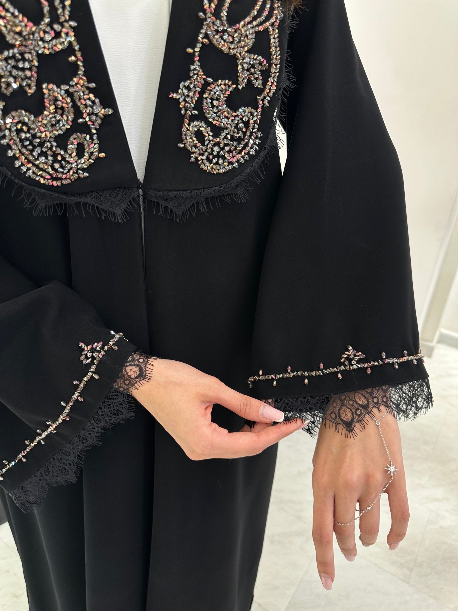 C 1016 Black Beaded Abaya