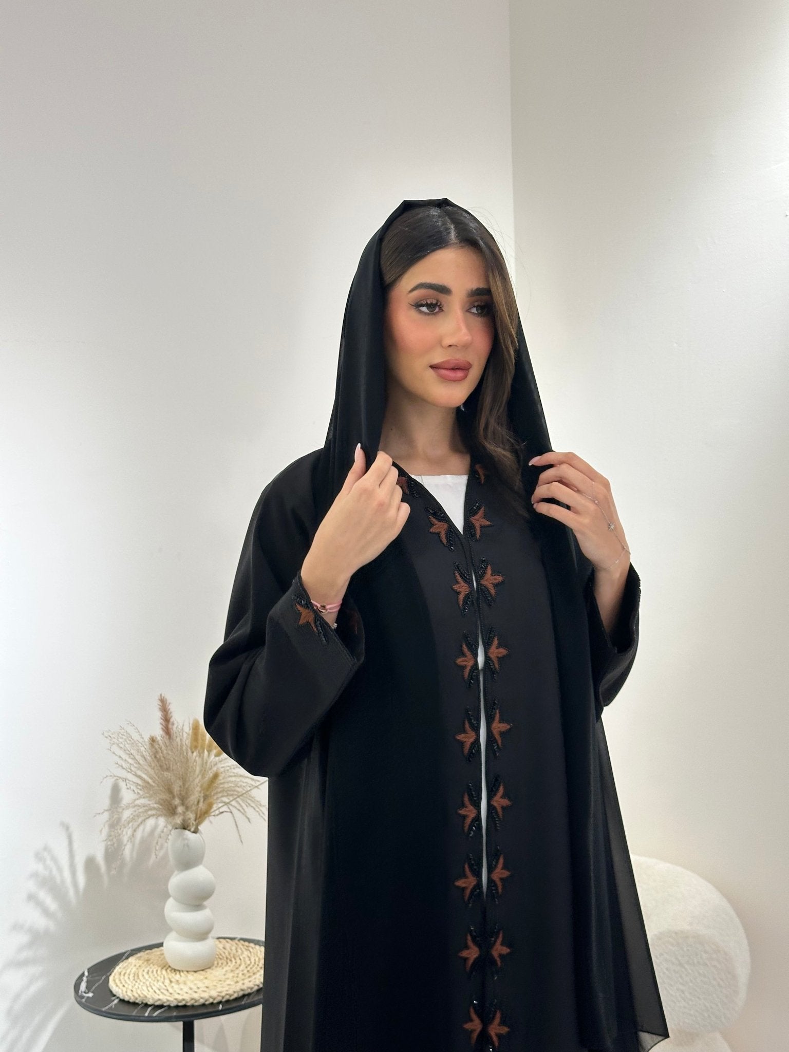 C 1017 Black Beaded Abaya