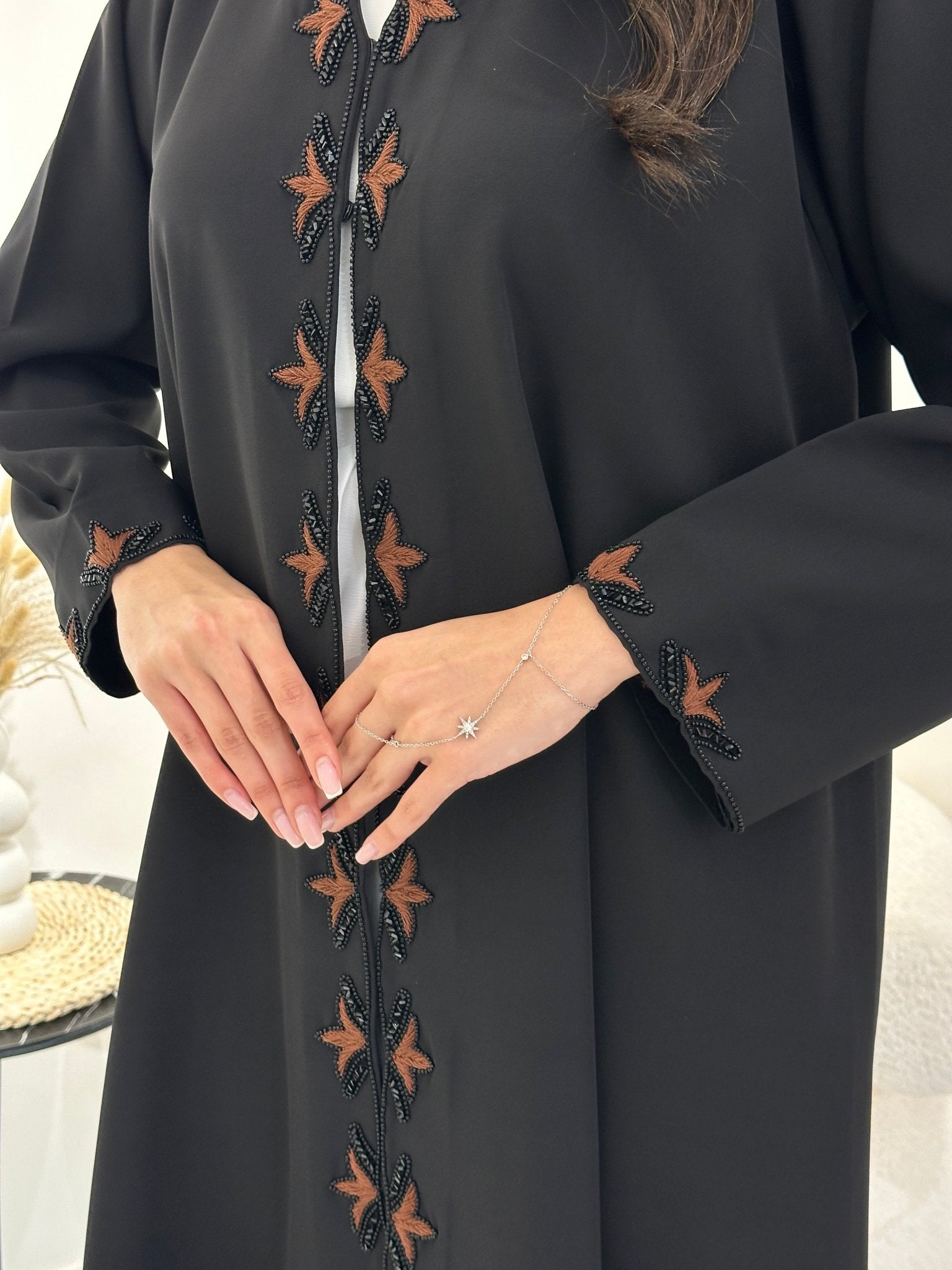 C 1017 Black Beaded Abaya