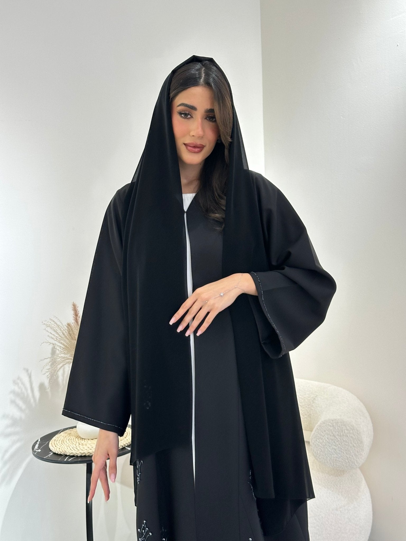 C 1019 Black Beaded Abaya