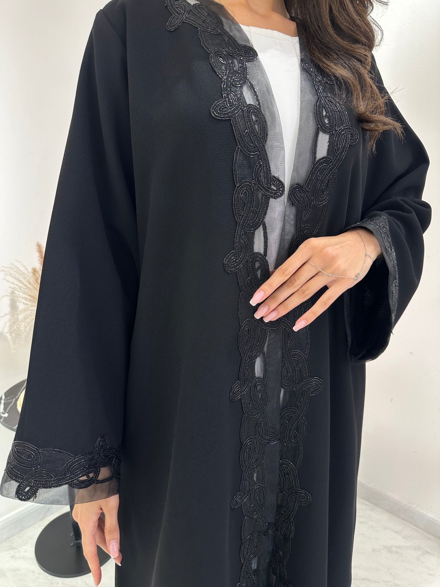 C 1021 Black Lace Abaya