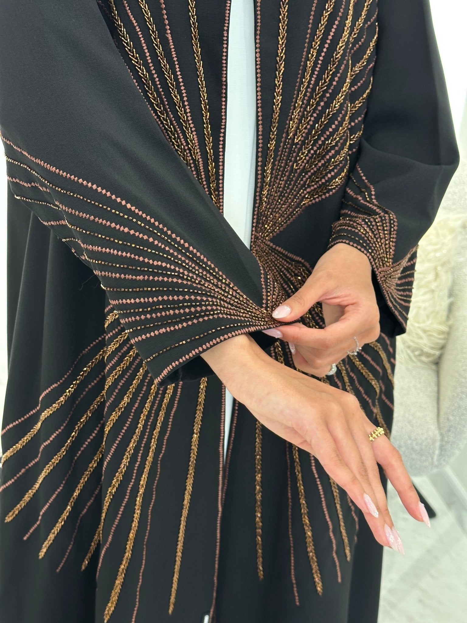 C 1038 Black Beaded Abaya