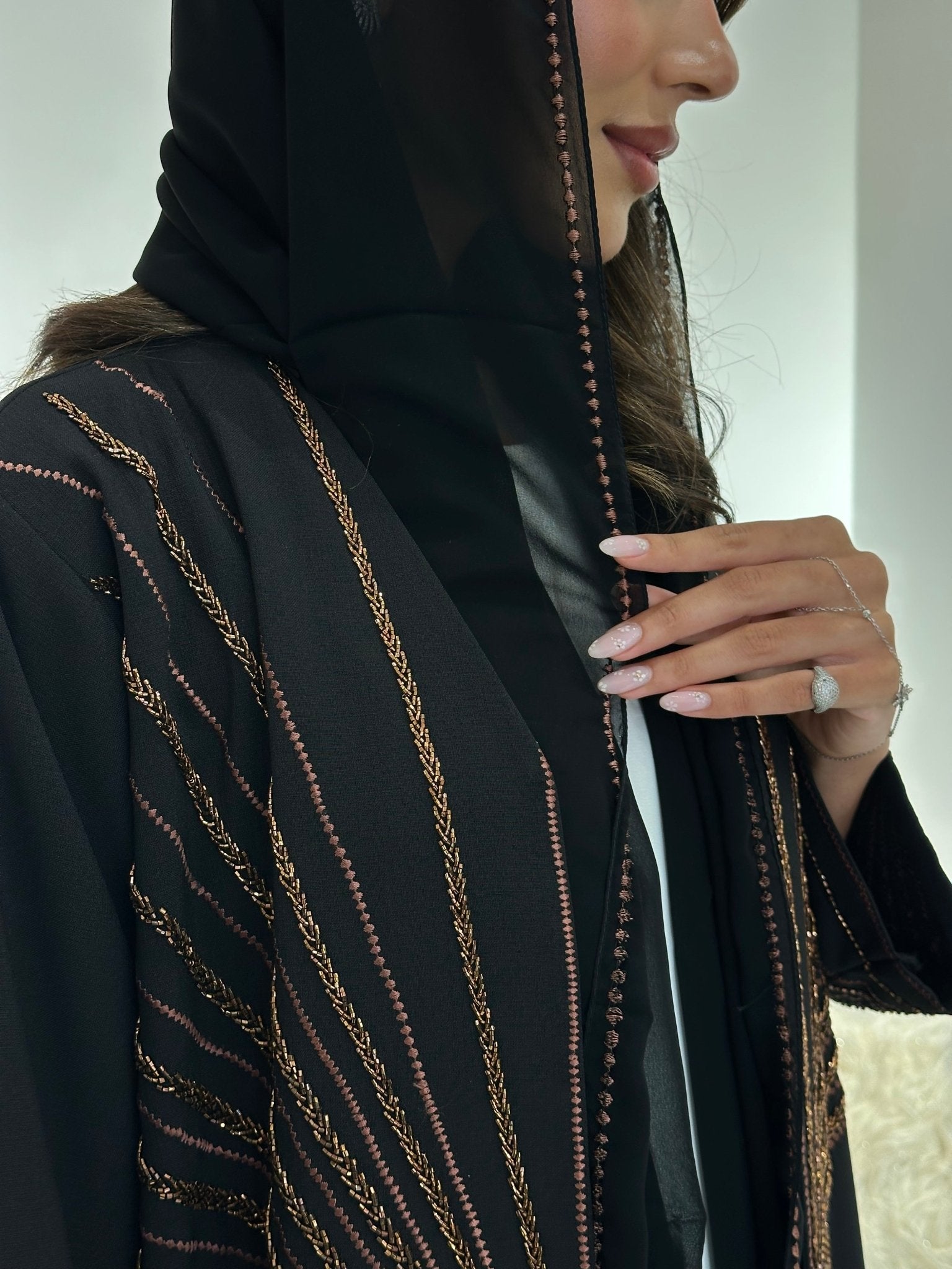 C 1038 Black Beaded Abaya