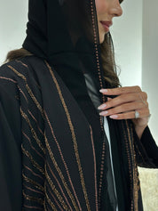 C 1038 Black Beaded Abaya