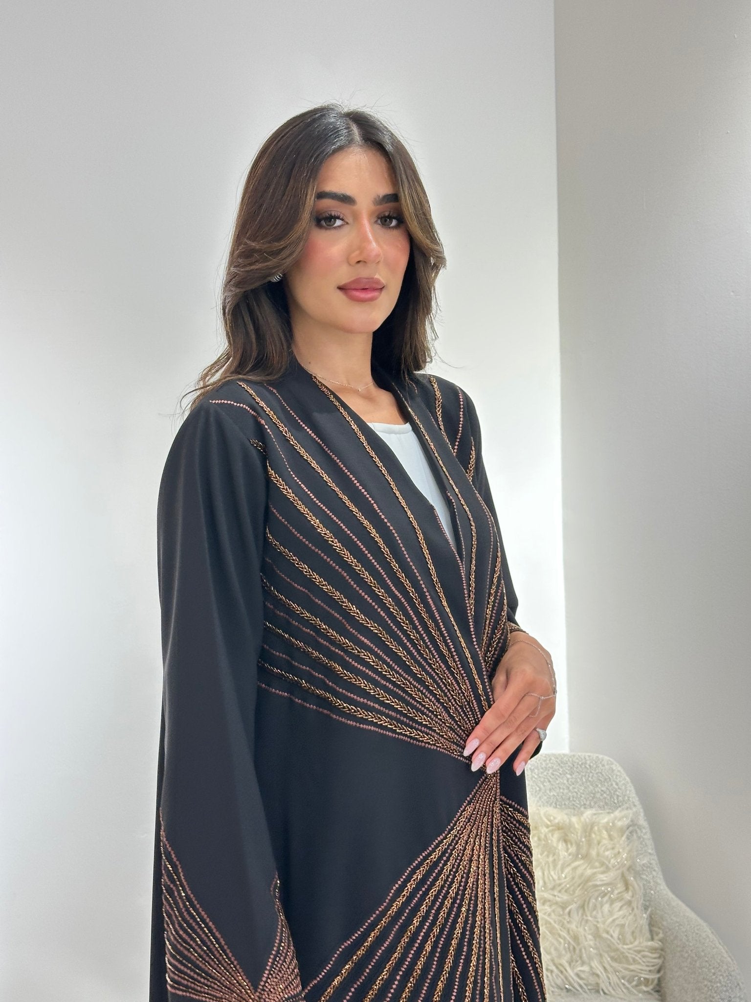 C 1038 Black Beaded Abaya