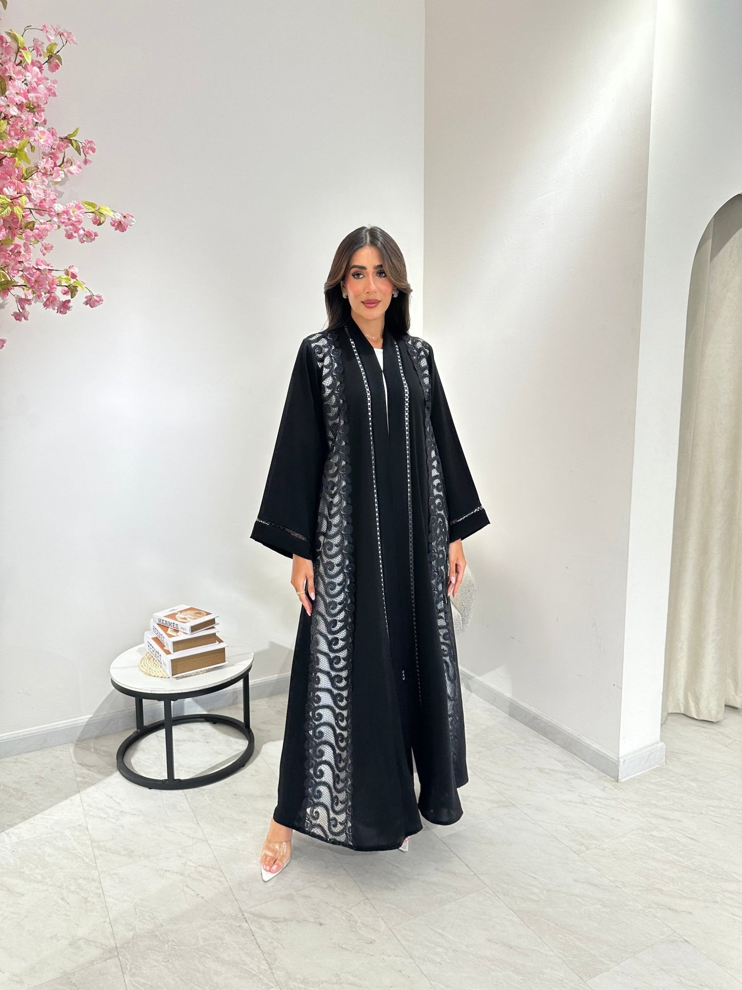 C 1039 Black Lace Abaya