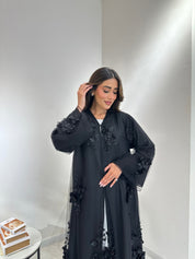 C 1041 Black Dantel Abaya