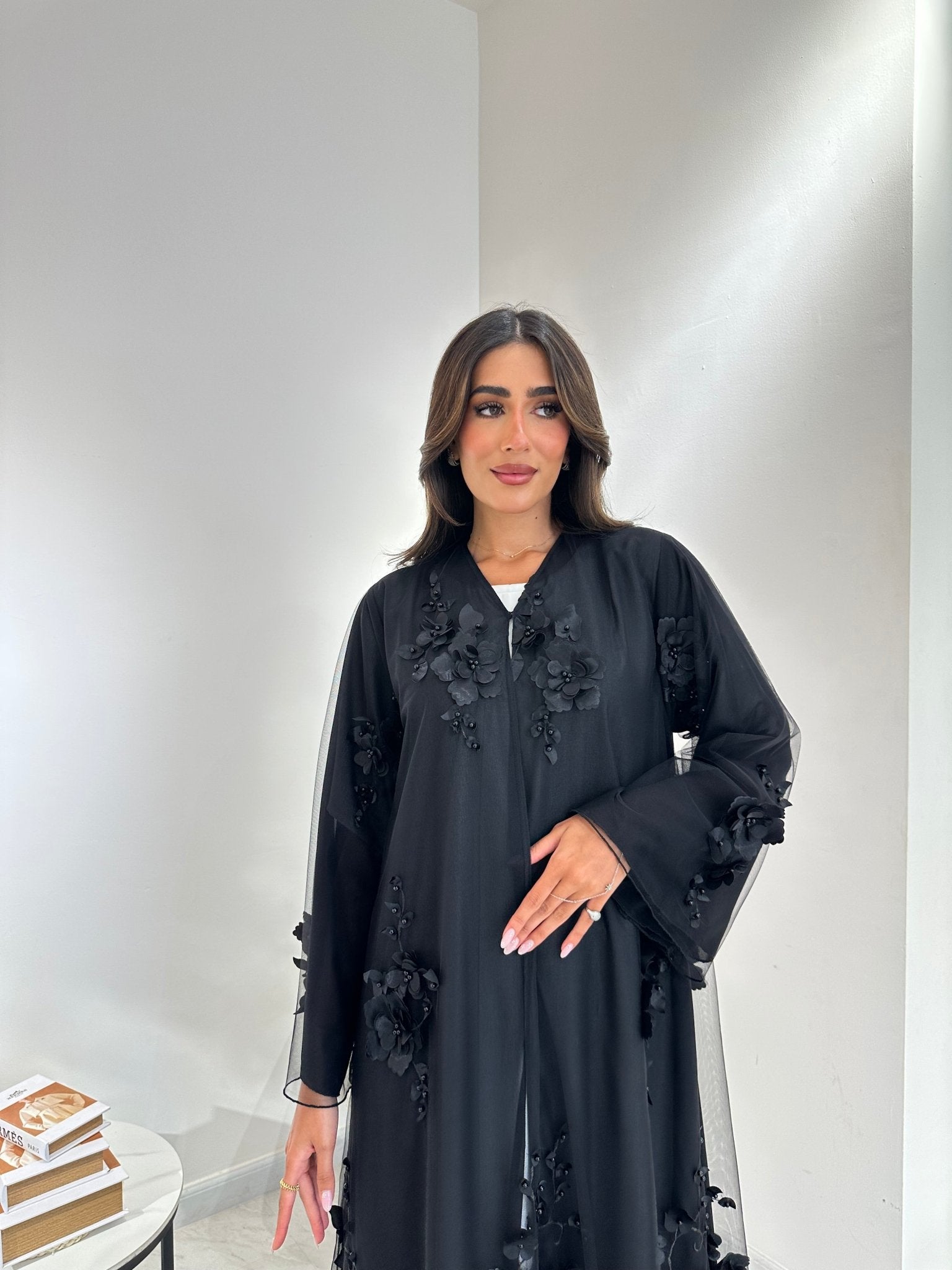 C 1041 Black Dantel Abaya