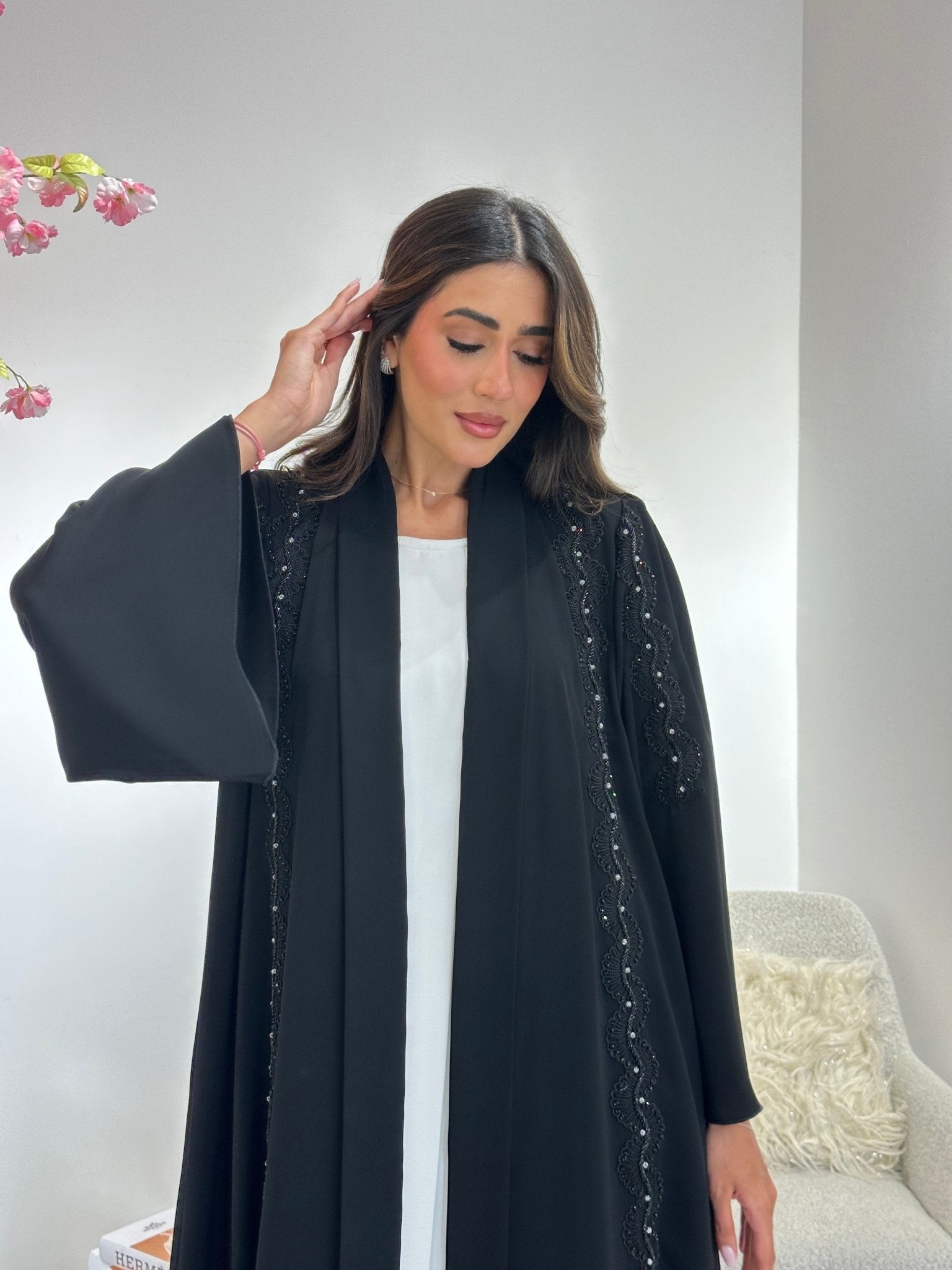 C 1043 Black Lace Abaya