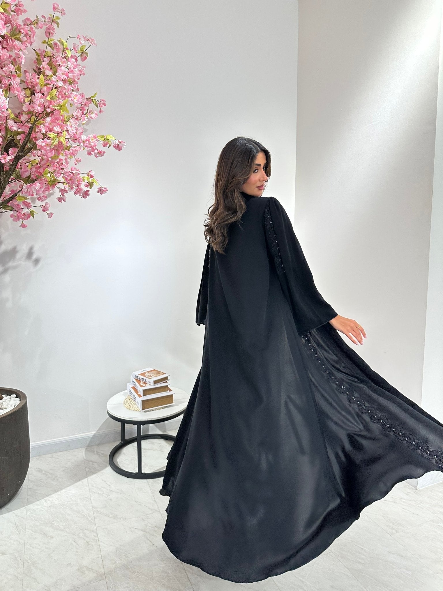 C 1043 Black Lace Abaya