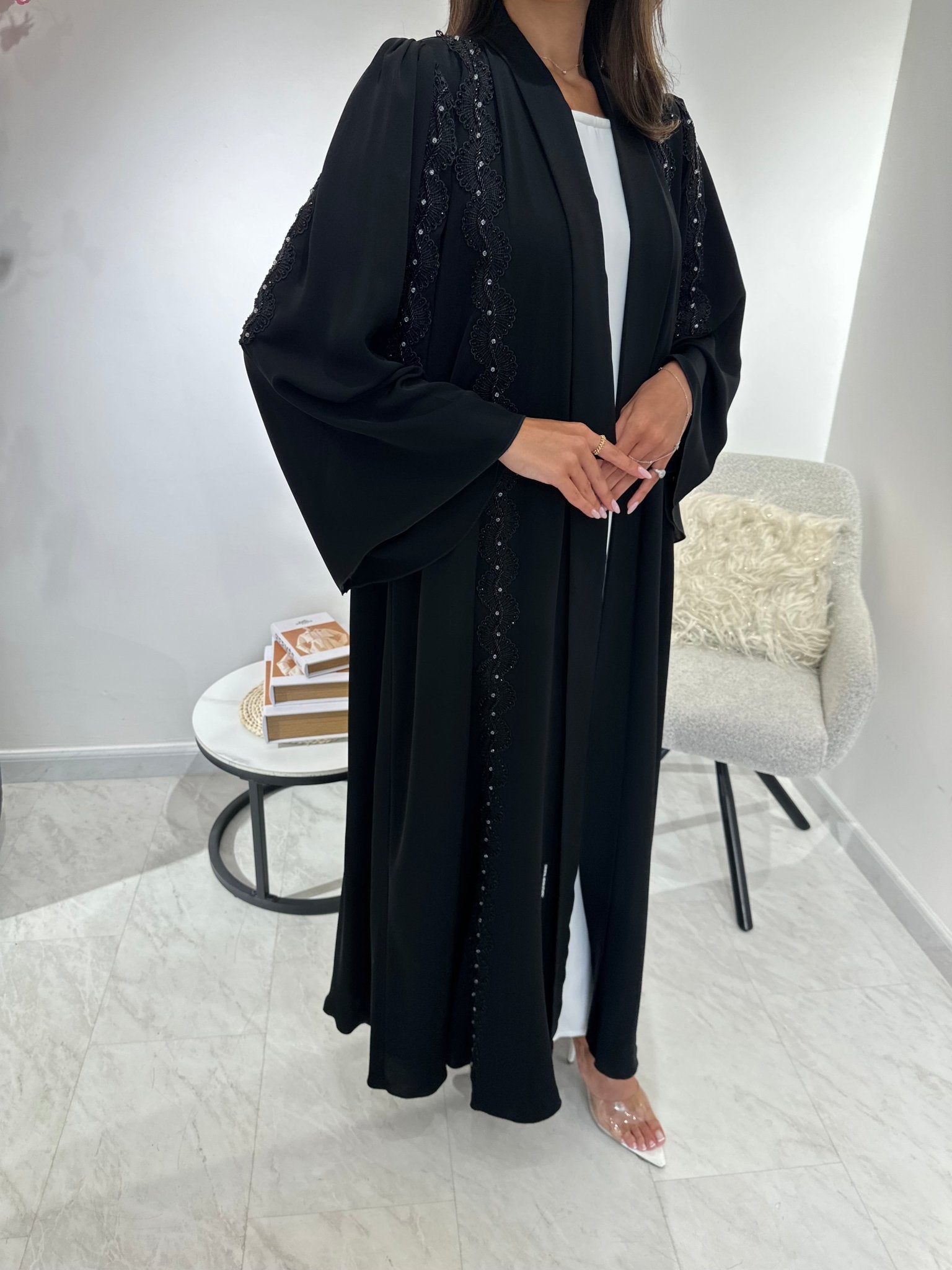 C 1043 Black Lace Abaya