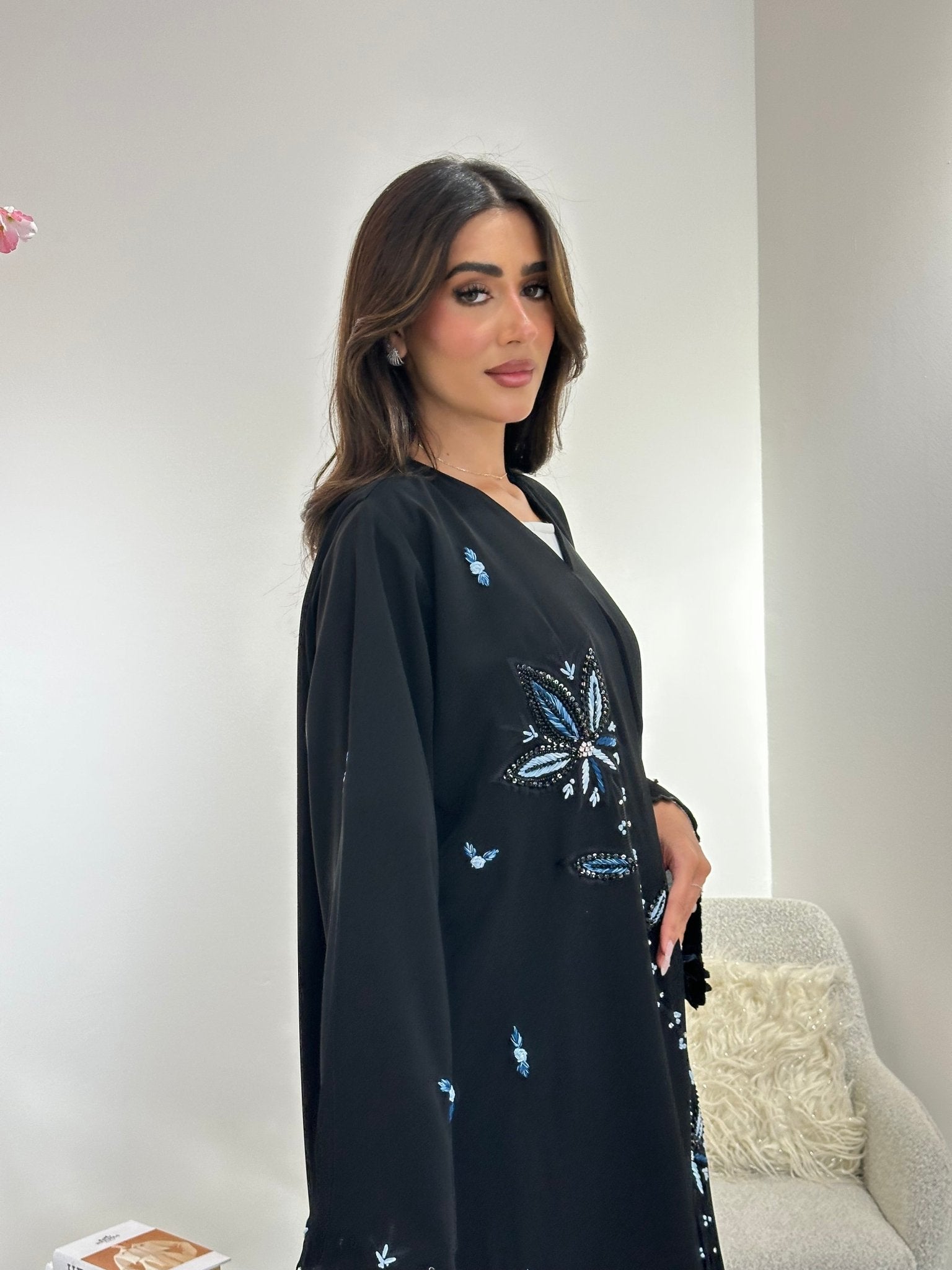 C 1044 Black Embroidered Abaya