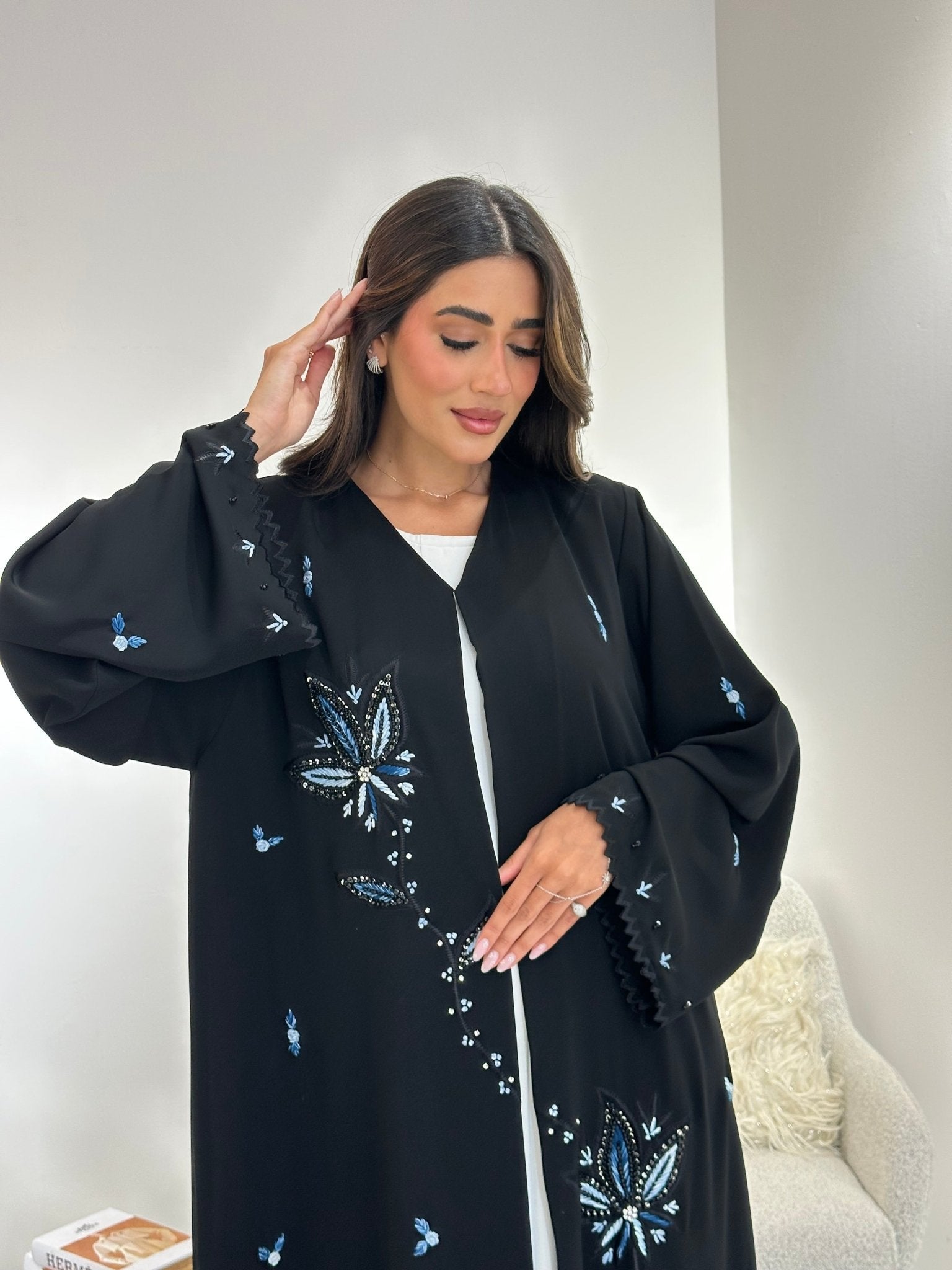 C 1044 Black Embroidered Abaya