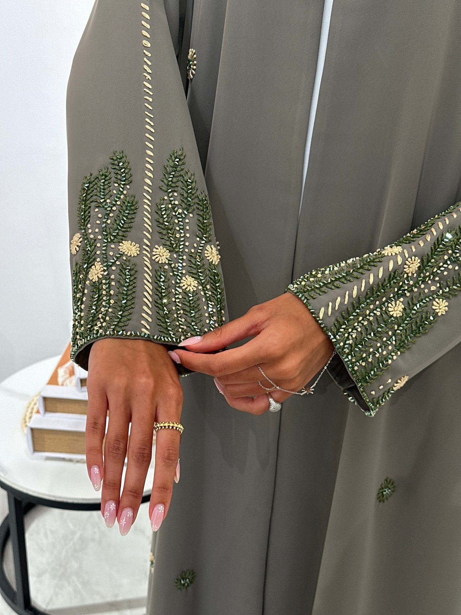 C 1045 Mint Beaded Abaya