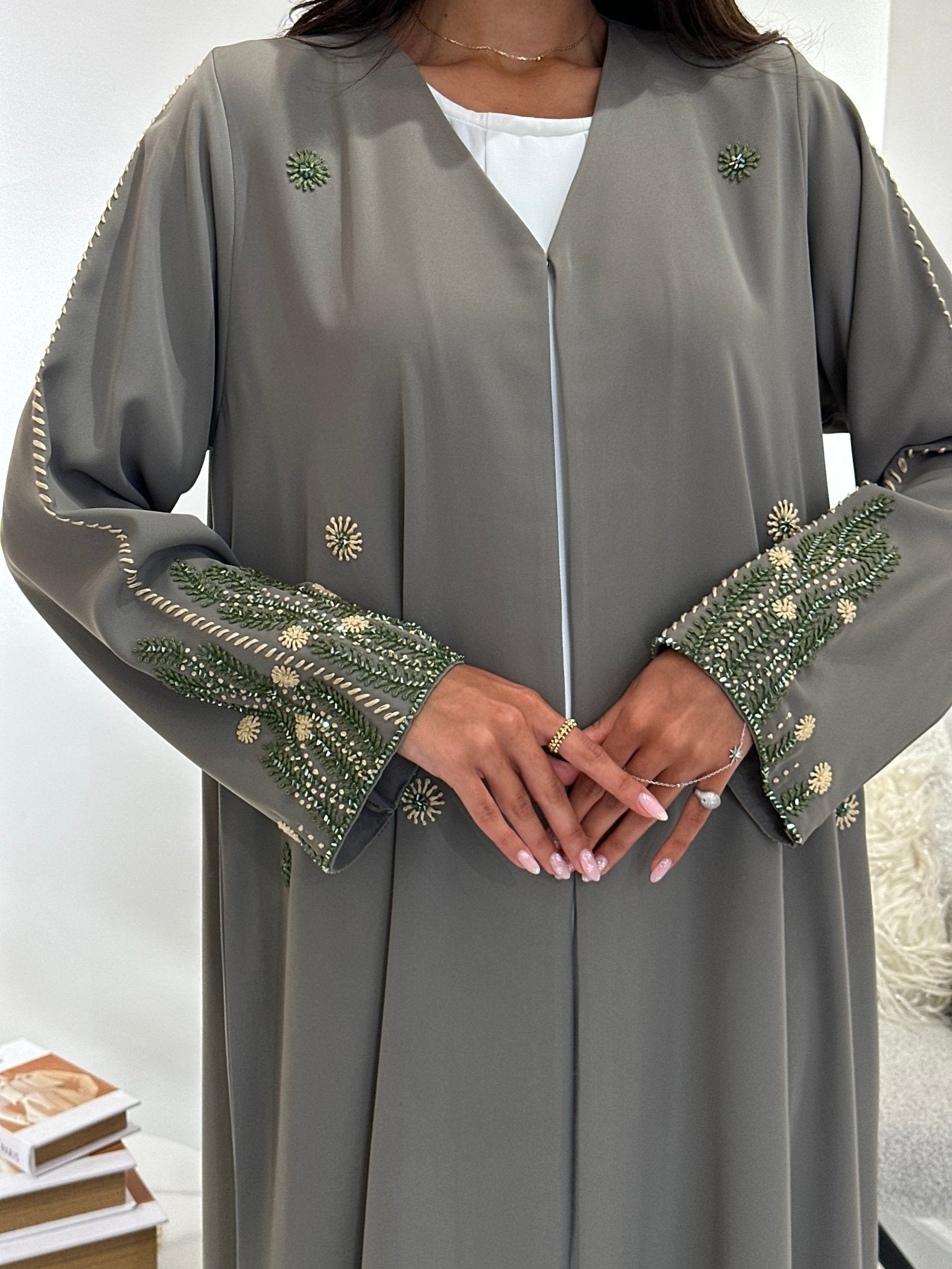 C 1045 Mint Beaded Abaya