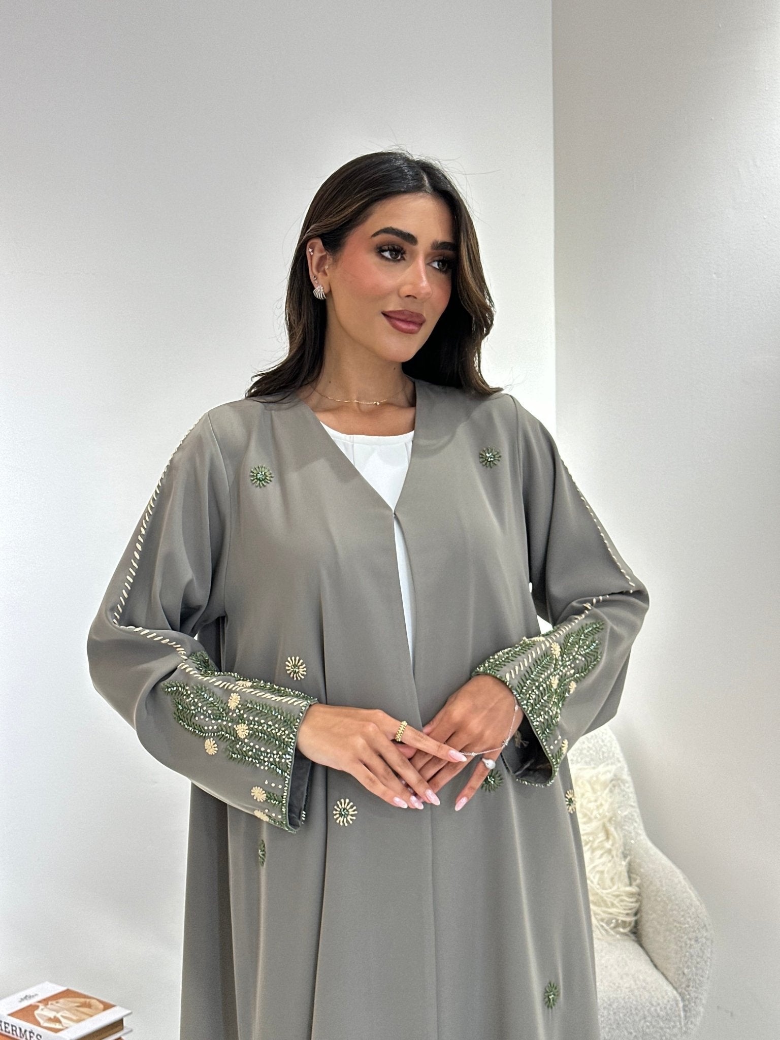 C 1045 Mint Beaded Abaya