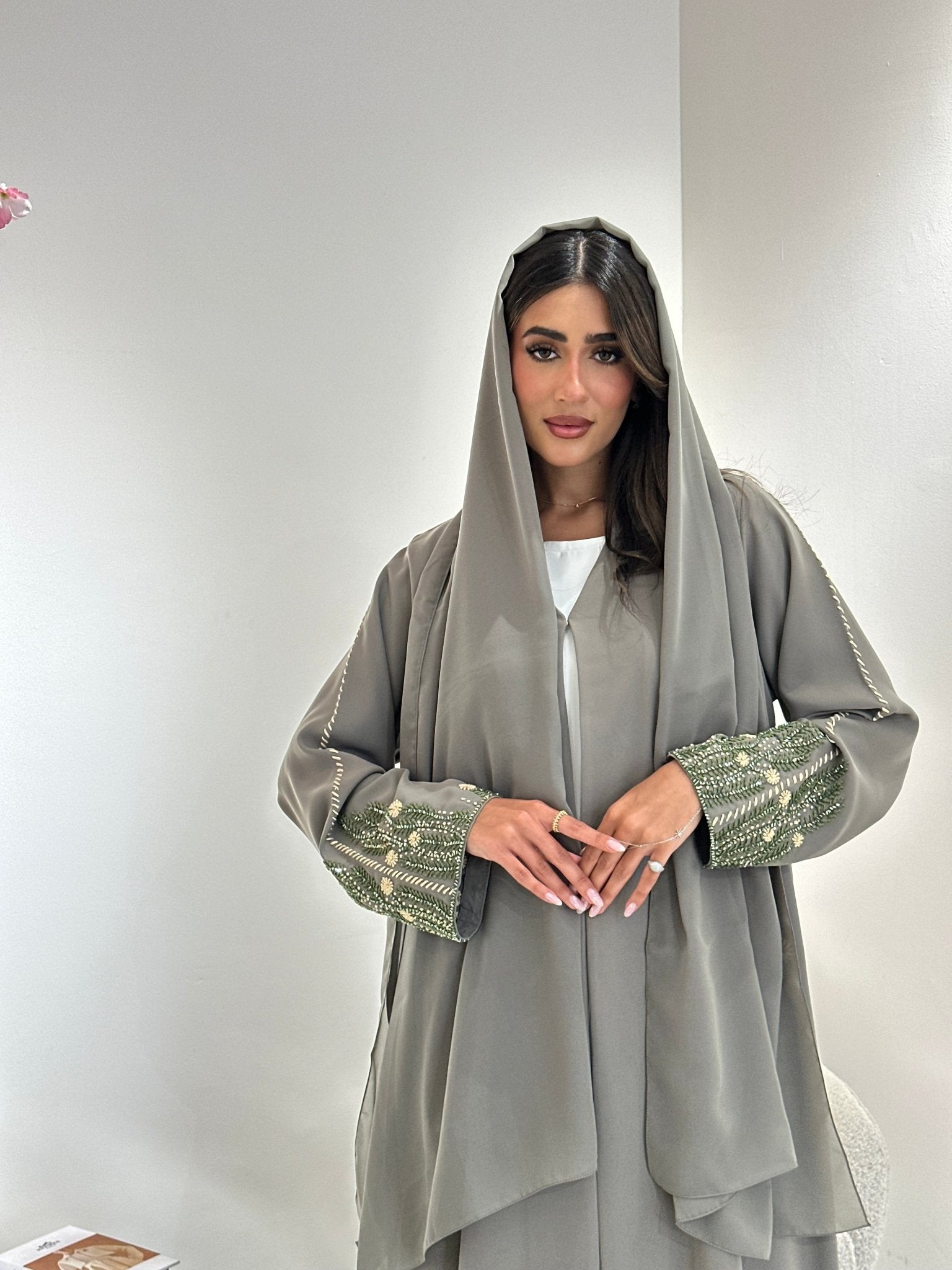 C 1045 Mint Beaded Abaya