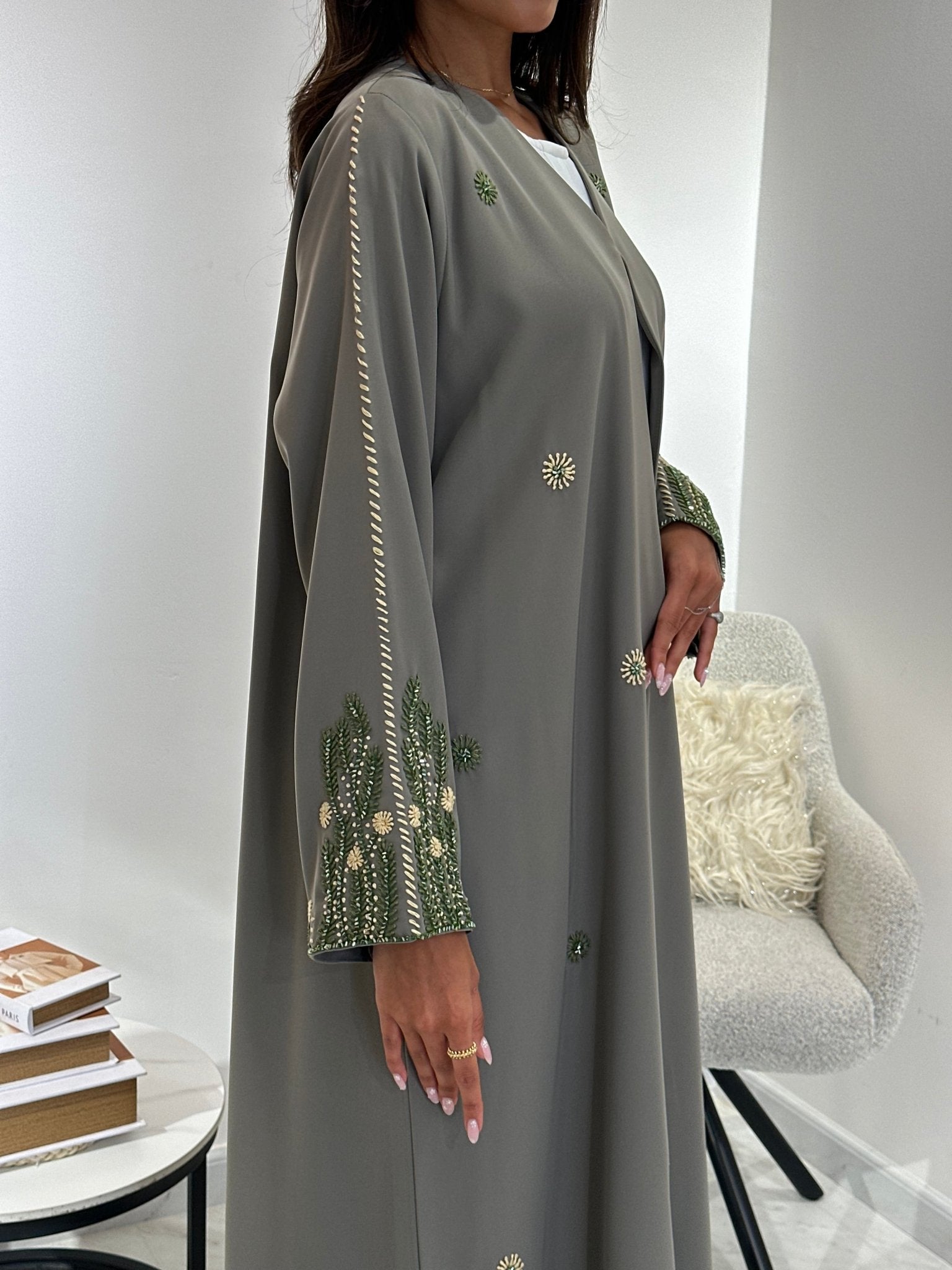 C 1045 Mint Beaded Abaya