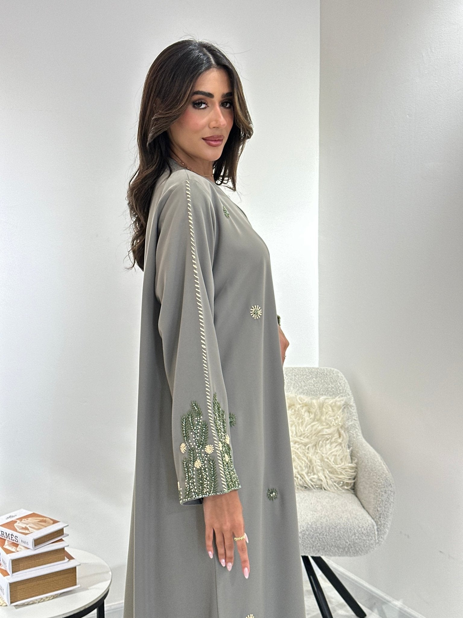 C 1045 Mint Beaded Abaya