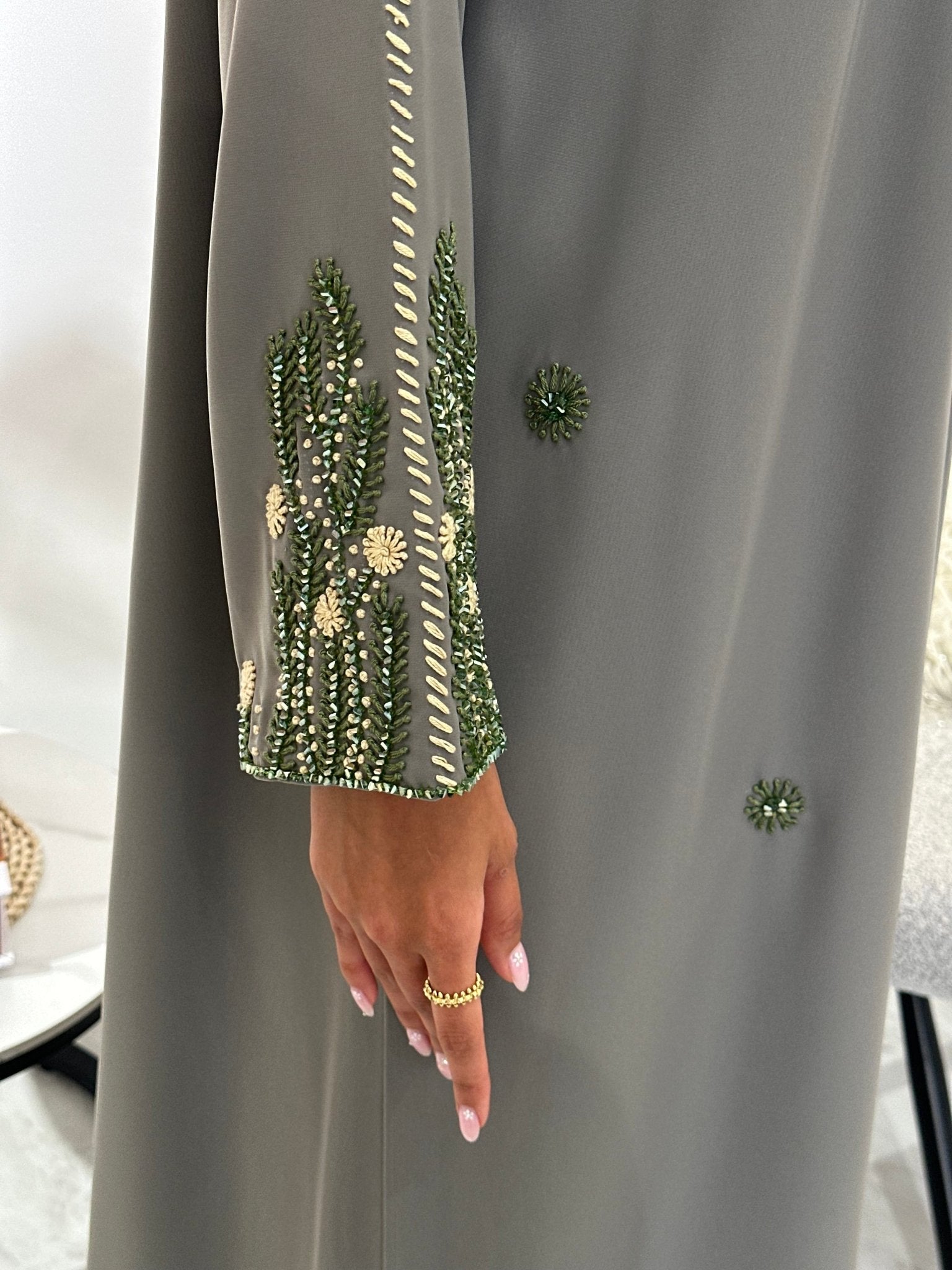 C 1045 Mint Beaded Abaya