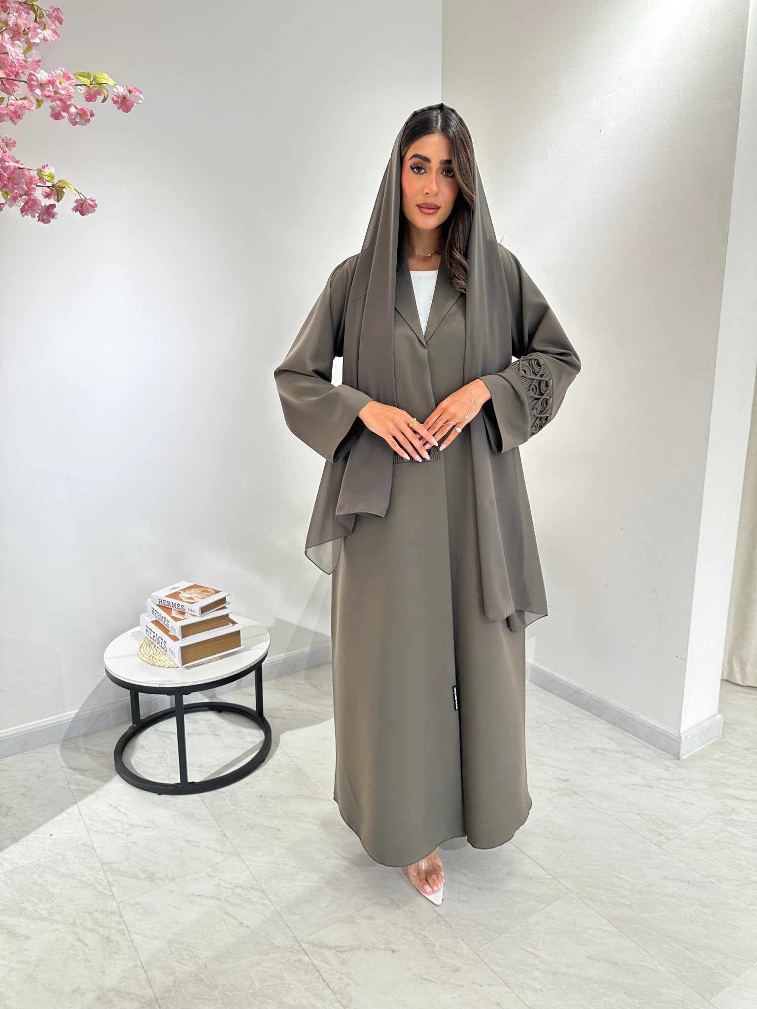C 1048 Olive Coat Abaya