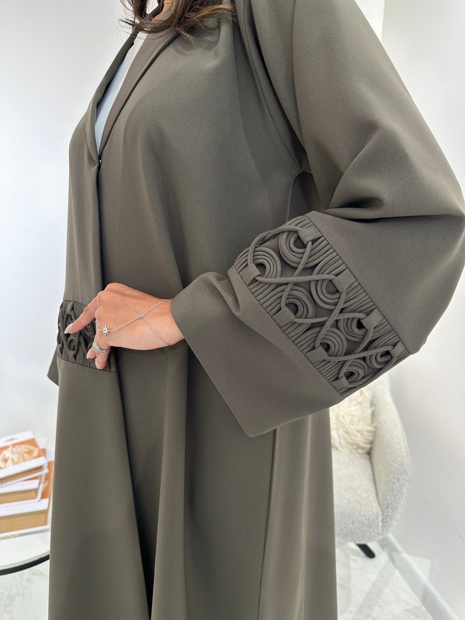 C 1048 Olive Coat Abaya
