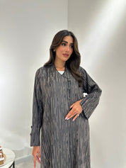 C 1052 Printed Black Brown Abaya