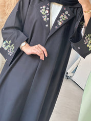 C 1054 Black Embroidered Abaya