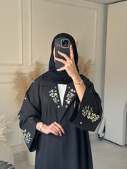 C 1054 Black Embroidered Abaya