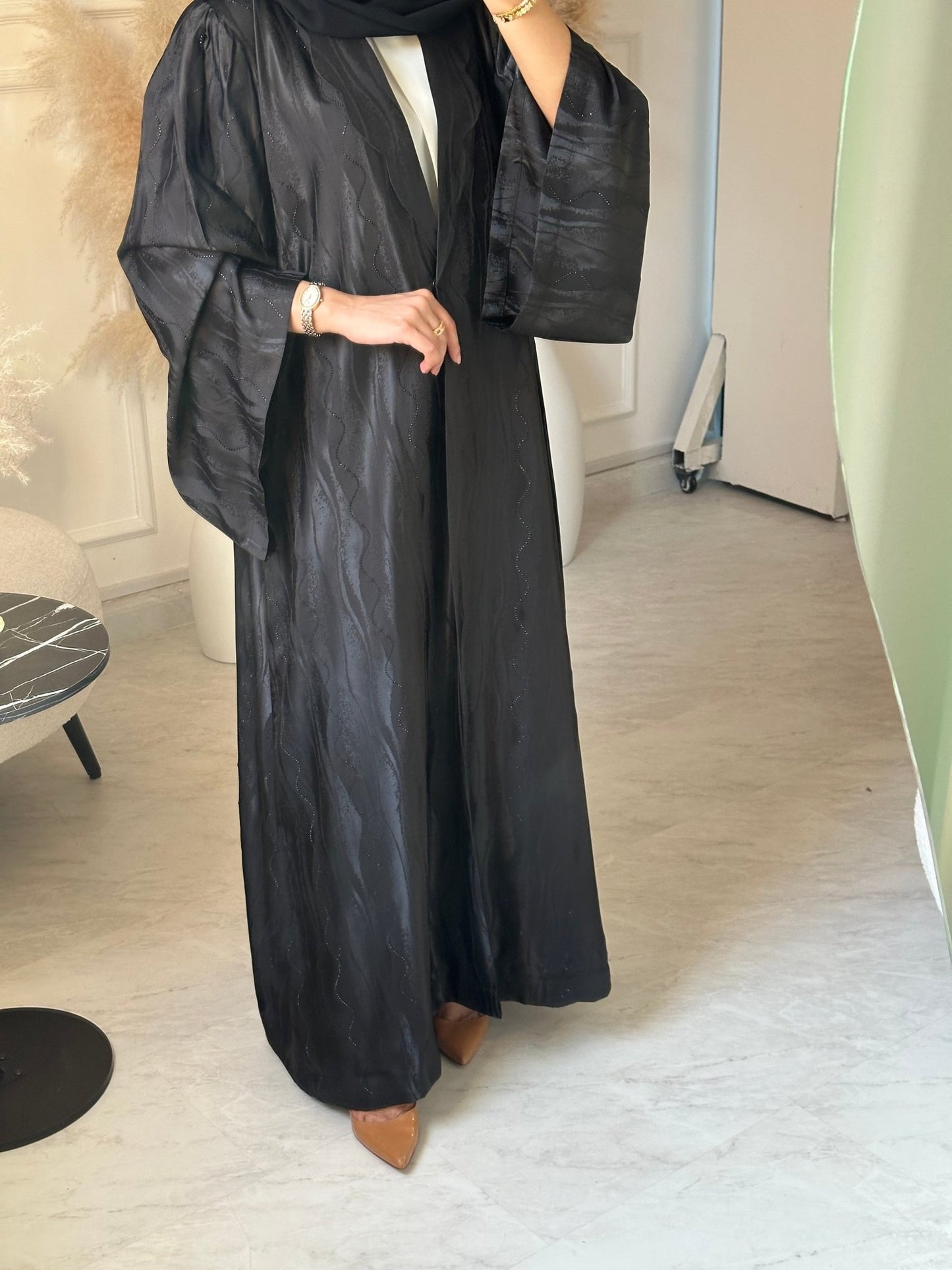 C 1055 Black Printed Abaya