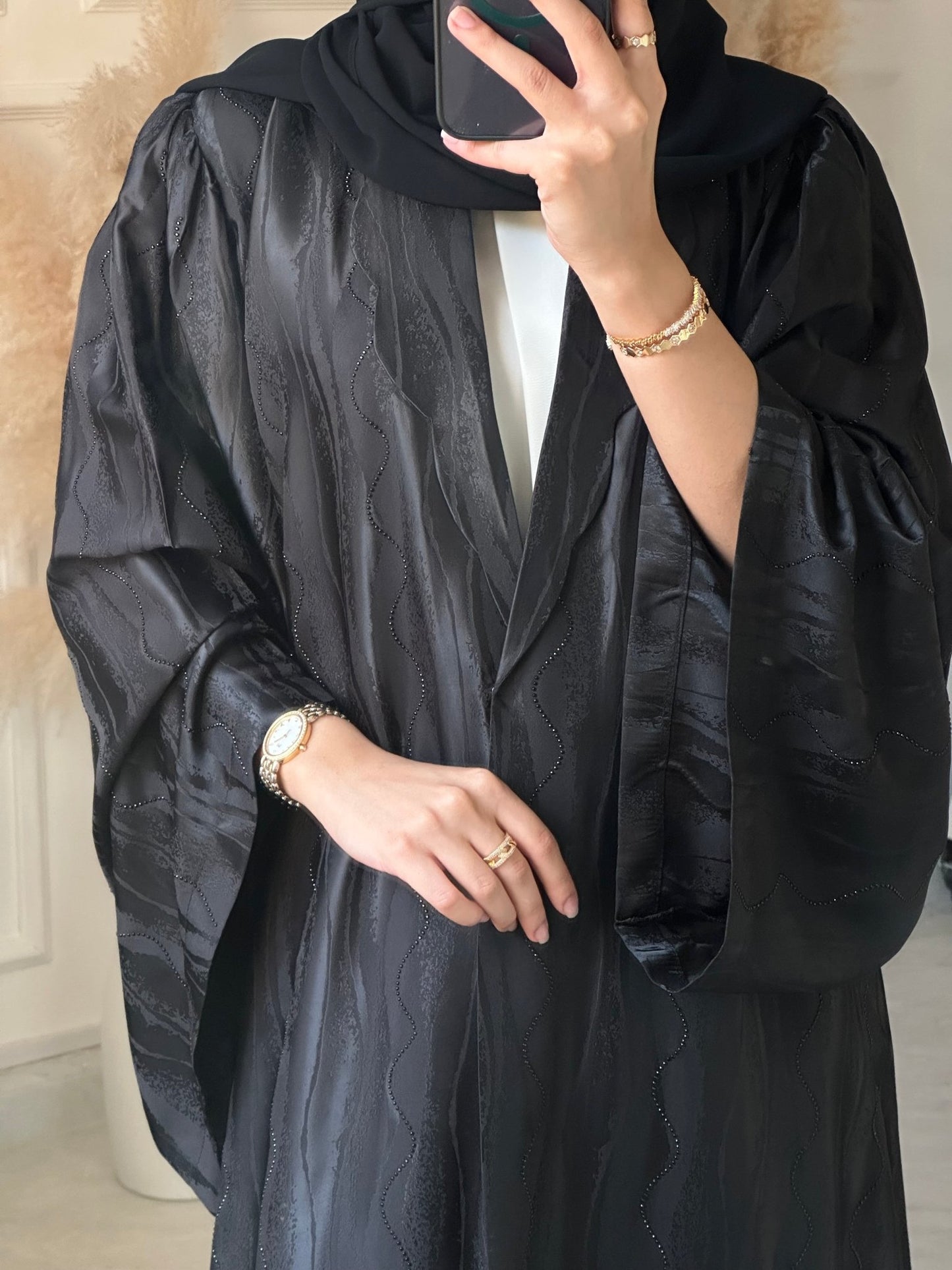 C 1055 Black Printed Abaya