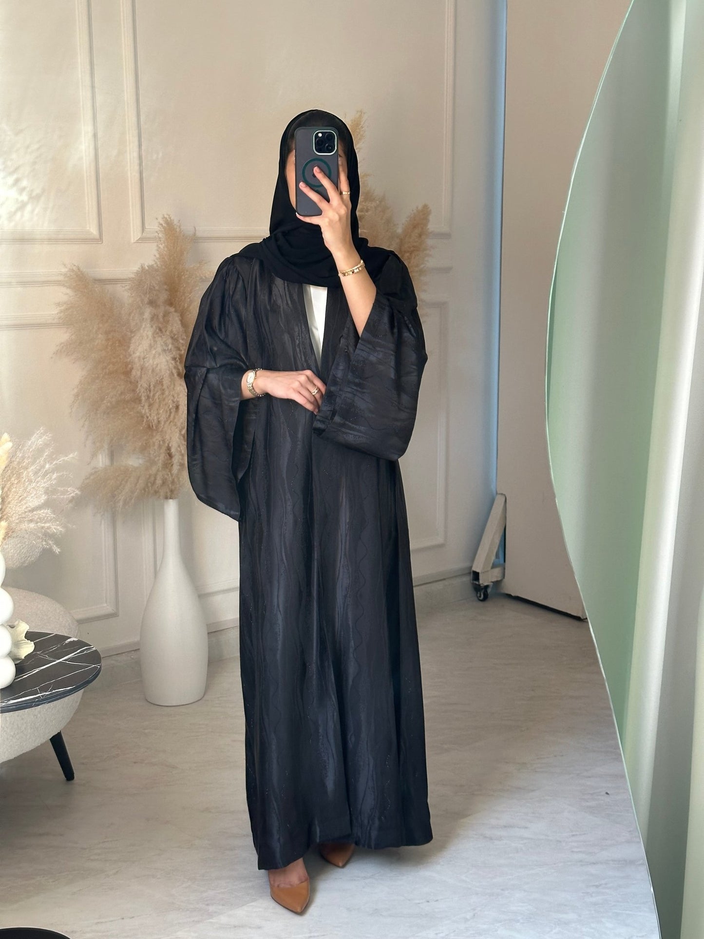 C 1055 Black Printed Abaya