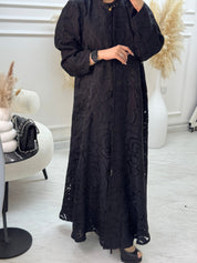 C 1059 Black Organza Abaya