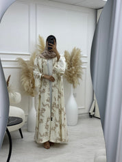 C 1063 - 02 Beige Printed Abaya