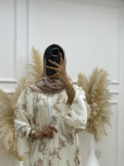 C 1063 - 02 Beige Printed Abaya