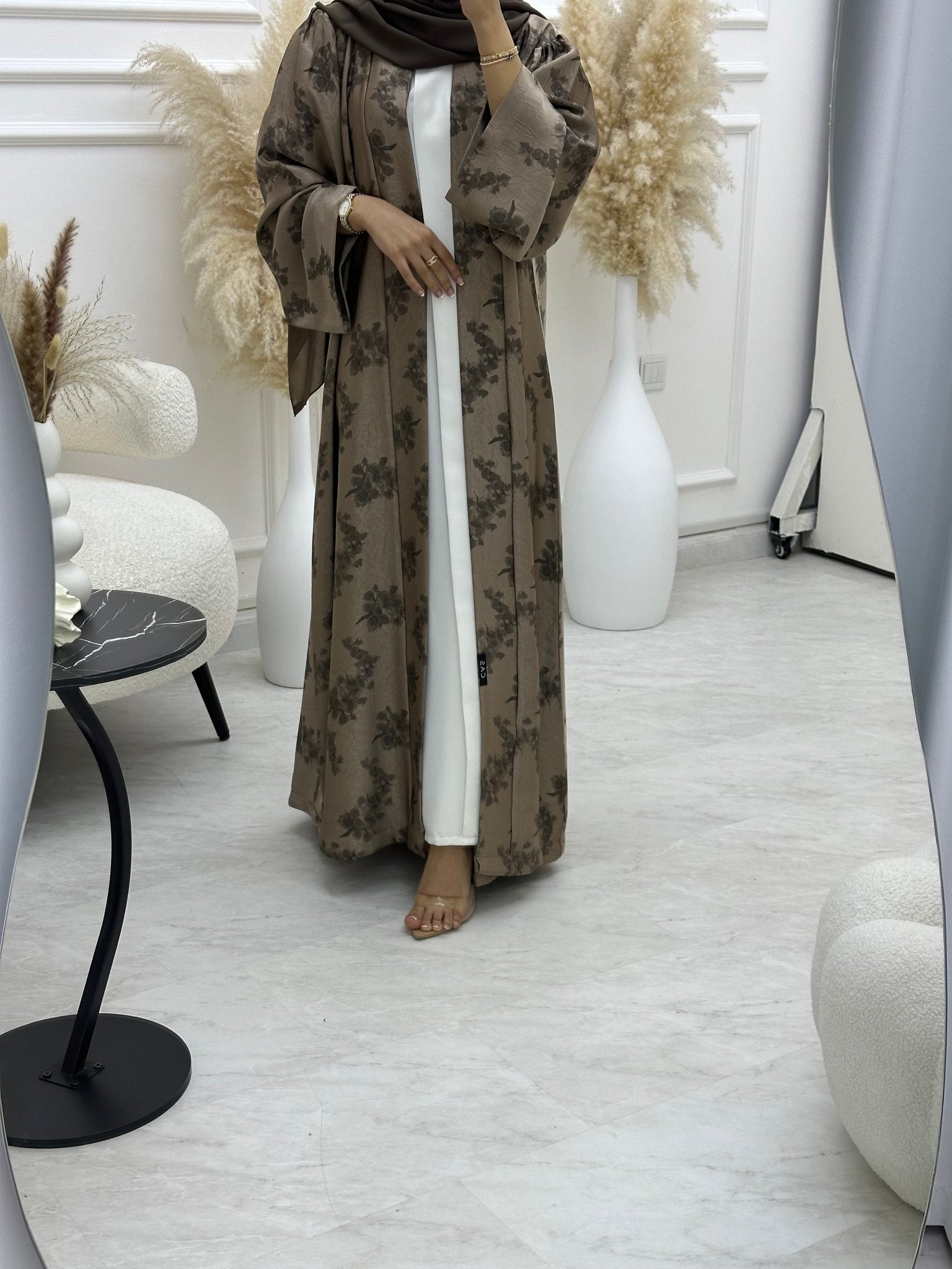 C 1063 - 03 Brown Printed Abaya