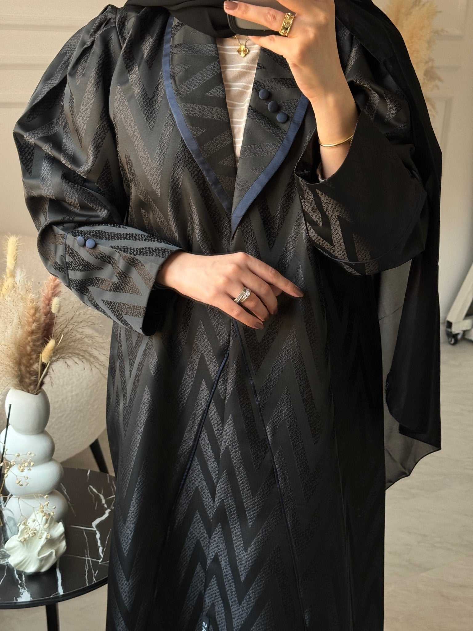 C 1072 Black Coat Abaya