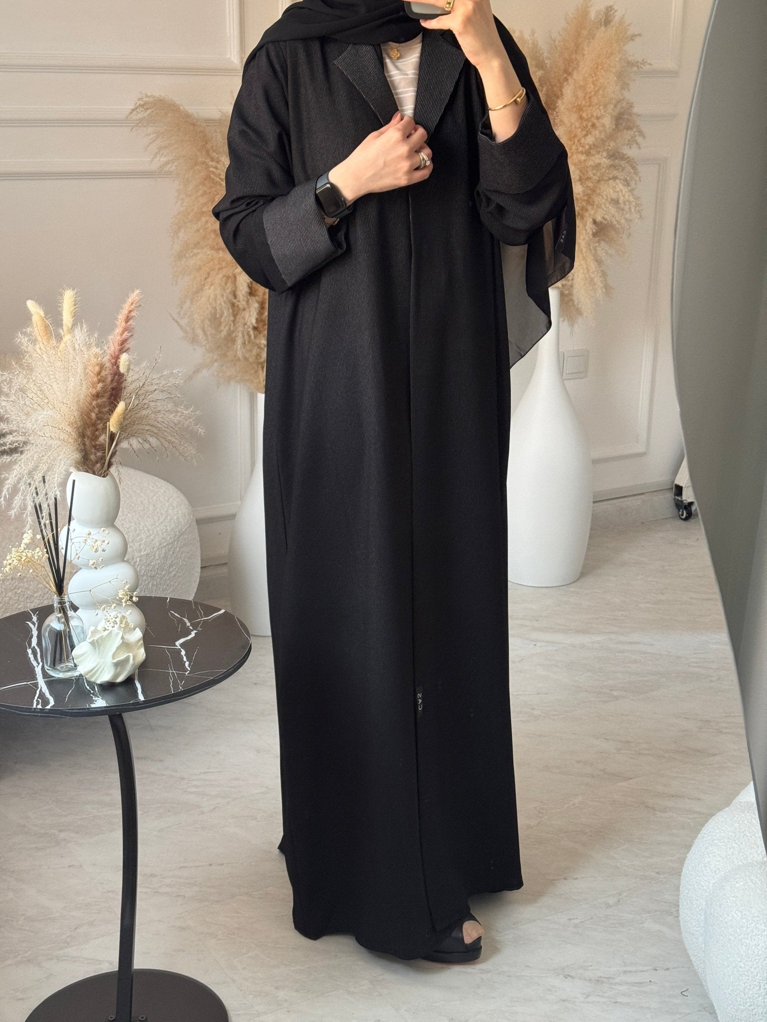 C 1074 Black Coat Abaya