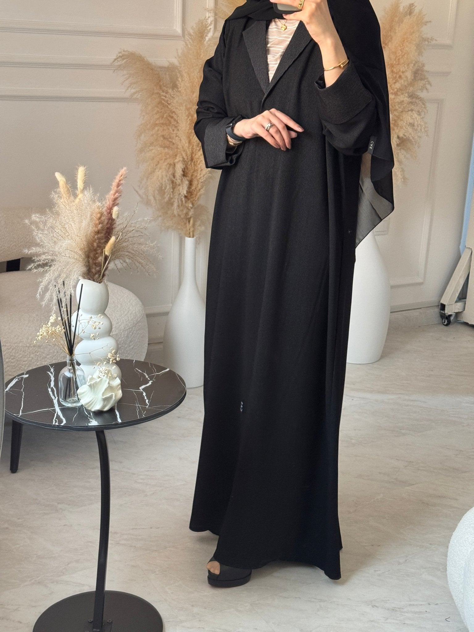 C 1074 Black Coat Abaya
