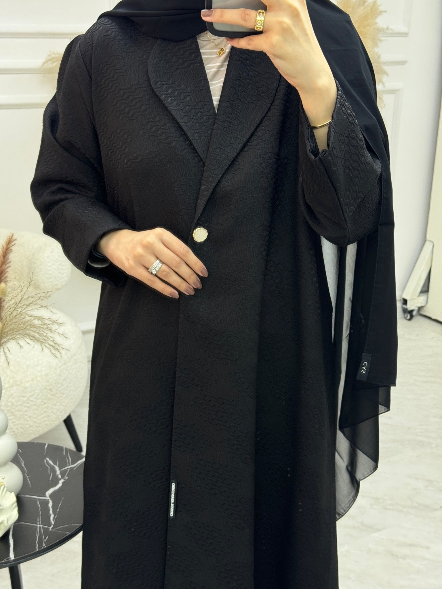 C 1077 Black Coat Abaya