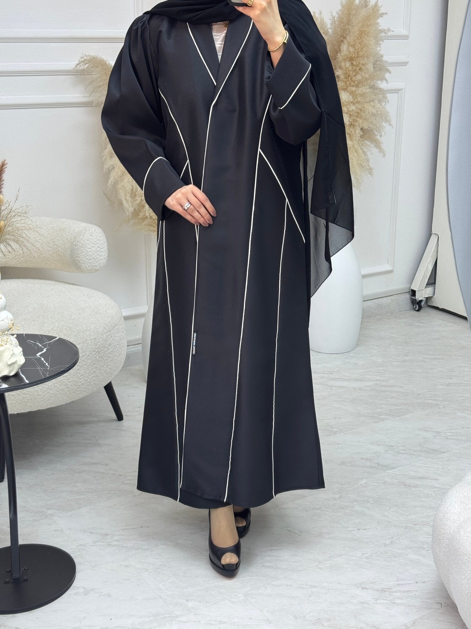 C 1078 Black Coat Abaya