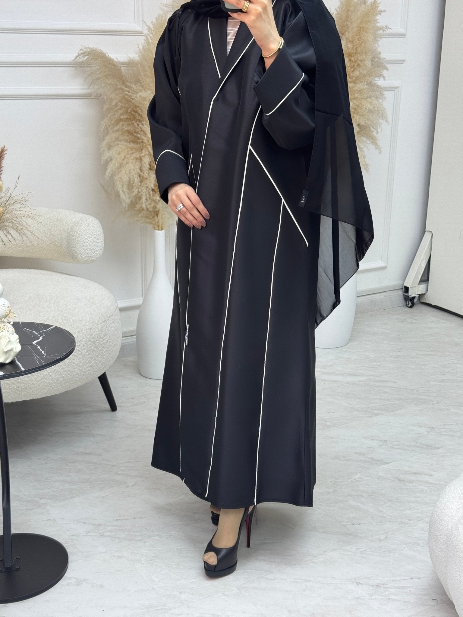 C 1078 Black Coat Abaya