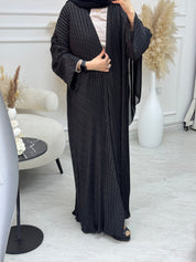 C 1086 Black Pleated Abaya