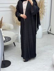C 1086 Black Pleated Abaya