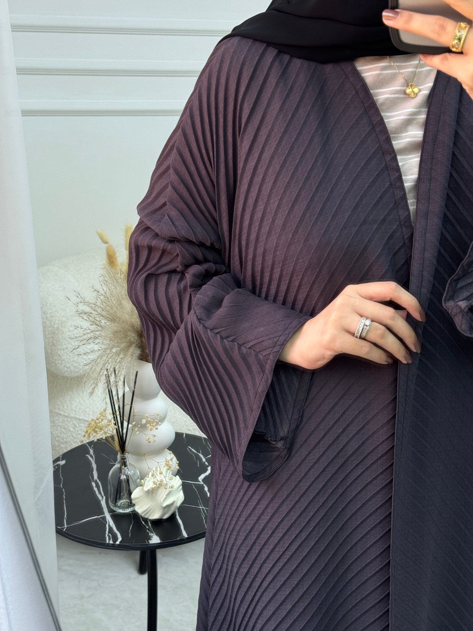 C 1088 Grey Pleated Abaya
