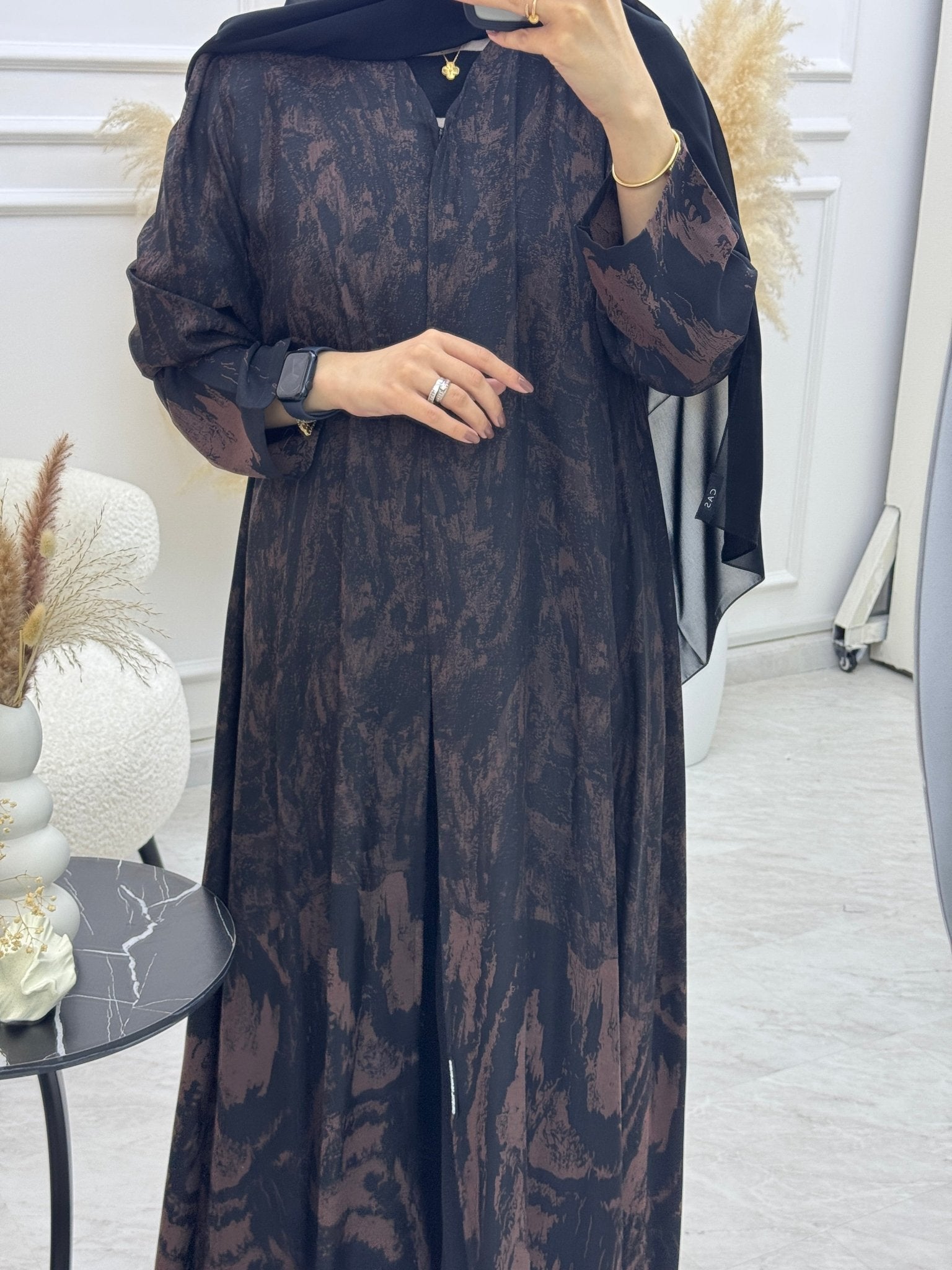 C 1089 - 02 Brown Printed Abaya