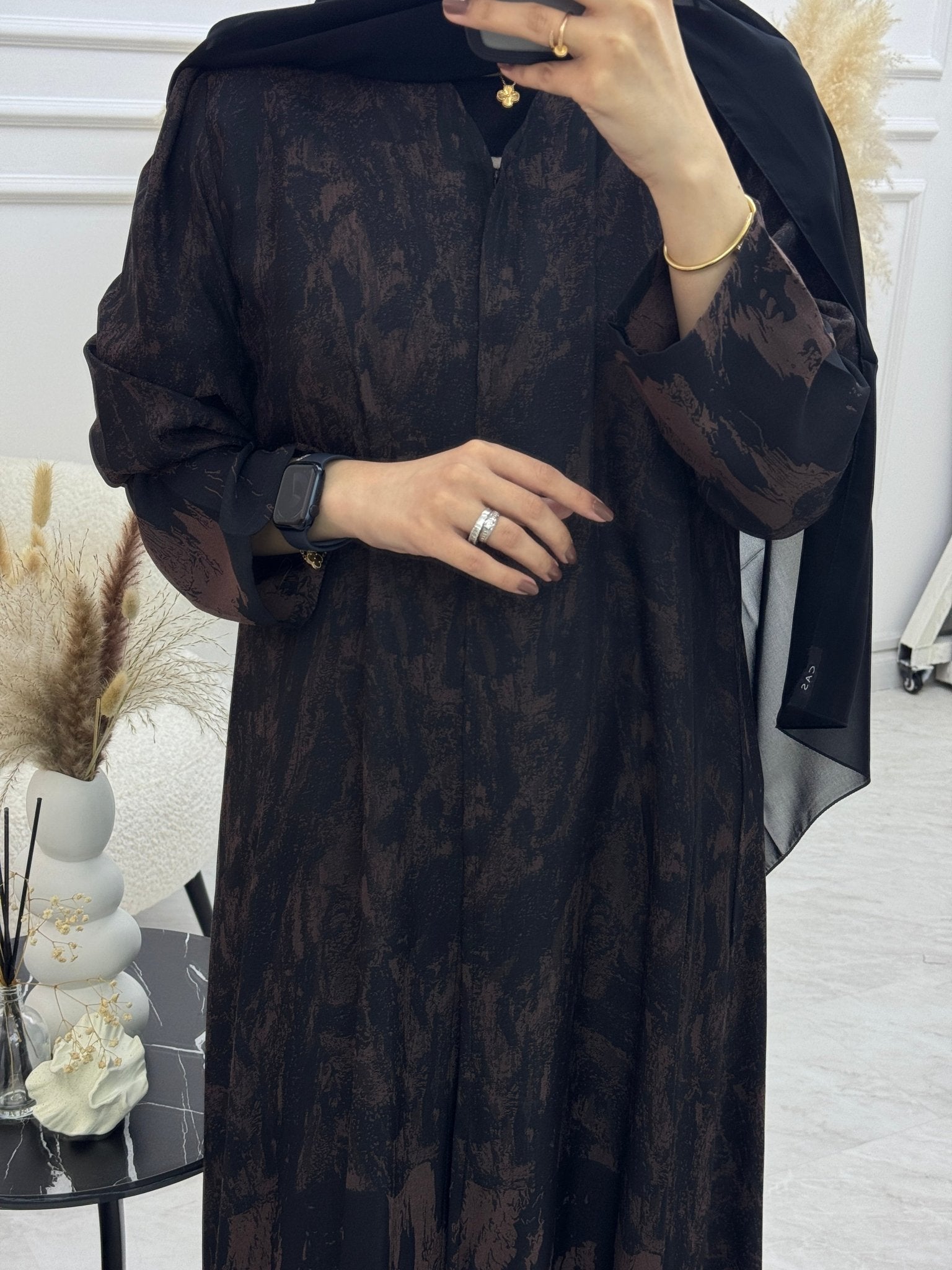C 1089 - 02 Brown Printed Abaya